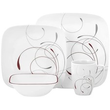 Corelle 16-Piece Vitrelle Glass Splendor Chip and Break Resistant Dinner Set, Se