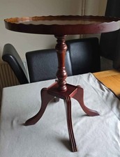 Vintage scallop edged  4 legged dark wood side table - lovely - collection only