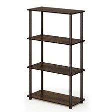 Furinno TURN-N-TUBE Storage Shelves, Toolless Book Shelf, Corner Shelf, Walnut