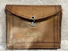 VINTAGE MASONIC LEATHER DOCUMENT WALLET BAG CASE CRAMLINGTON LODGE No.4196