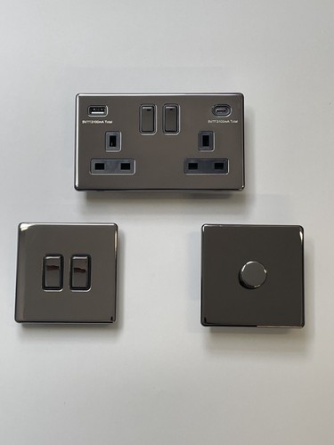 Screwless black chrome plug - -,