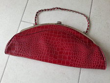 Pink Crocodile look clutch bag with chain strap