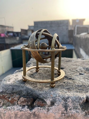 Antique brass armillary - brass,