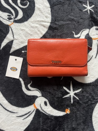 Fossil orange leather foldable - orange,