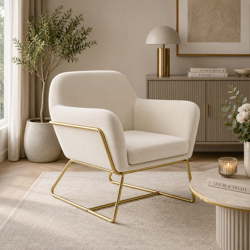 Troy armchair cream velvet - armchair,