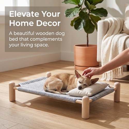Elevated dog bed - elevated, pillow