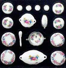Dolls House Ceramic Dinner Service 17 Piece Pink Rose 1:12 Scale DA132 tumdee