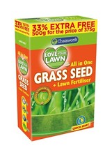 All In One Grass Seed + Lawn Fertiliser Quick Start Thick Green 33% Extra Free