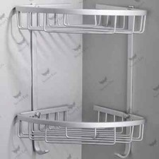 2 Tiers Corner Bathroom Rack Wall Mounted Storage Shelf Shower Caddy Organiser