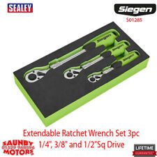 Siegen Tools By Sealey S01285 Extendable Ratchet Wrench Set 3pc 1/4",3/8",1/2"Sq