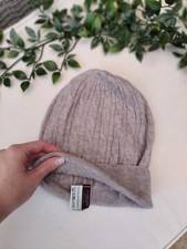 100 % pure Cashmere Collection women's warm beige cream camel beanie hat Y2K 