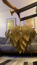 ltalian  Mid-Century Murano Glass Chandelier with Gold leaves