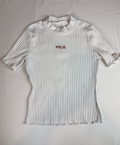 Fila white ribbed fitted - white,