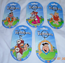 Vintage 1994 Flintstones Keyrings Plastic x 5  Fred, Barney, Car, Wilma + dino