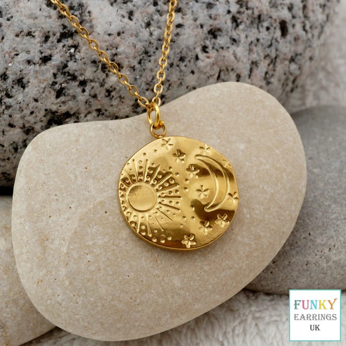 18k gold plated sun - and, moon