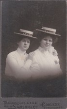 CDV PHOTO  -2 SMART LADIES, STRAW BOATERS BY SAMSON @ CO, COBLENZ