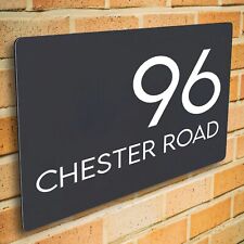 Personalised Grey Aluminium House Sign - Modern Road/Street Name Plate Plaque