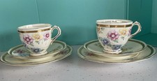  2 x Vintage (1930’s)Tuscan China.Trios. RH/SL Plant. Floral,Gold Trim. Exc. 