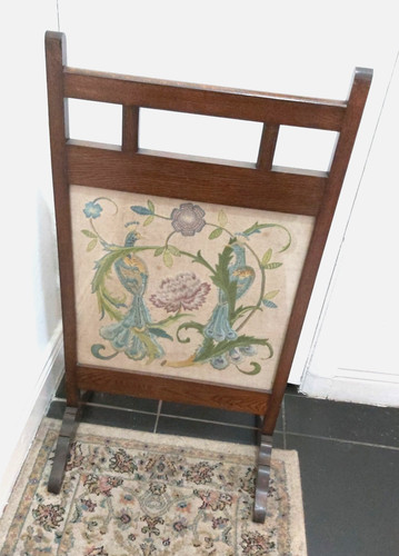 Large antique 0ak firescreen - antique,