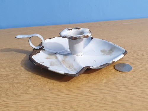 Vintage metal enamel candle - vintage,