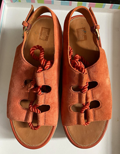 Fitflop orange suede strappy - fitflop,