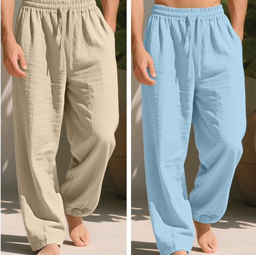 Men linen joggers summer - linen,