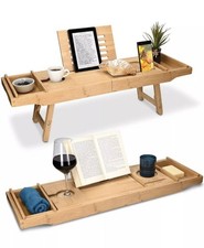 Bed Bathtub Tray Wooden Rack with Folding Leg Bamboo Bathtub Caddy Bridge Stand