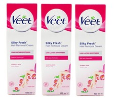 Veet Fresh Hair Removal Cream Body & Legs 100ml, Pack of 3 (300ml Total)