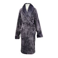 M&S Fleece Faux Fur Trim Dressing Gown