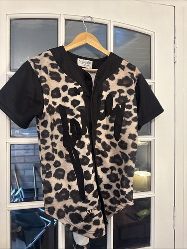 Leopard print baseball jersey - print,