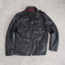 Superdry Brad Men's Leather Jacket Black Large 44"
