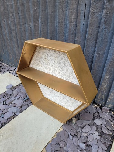 Gold metal hexagonal wall - metal,