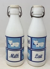2 Vintage Opaline Milk Bottles - Cerve Italy 1970's - Lait Milch Latte