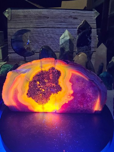 Pink agate geode bookends with - agate,