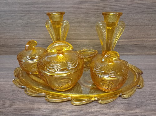 1930s amber glass dressing - 1930s,