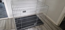 Dog Crate Large Cage 42in Double Door Removable Tray Metal Pet Kennel