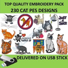 Cat embroidery pes files - files, usb