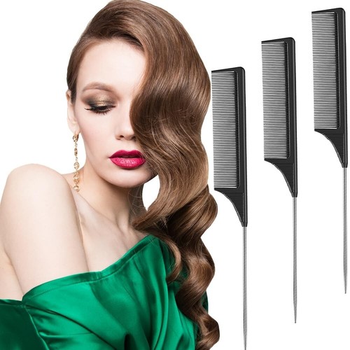 Black metal pin tail comb - x,