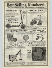 1925 PAPER AD Sampson Toy Grab Bucket Crane Marathon American Coaster Wagon