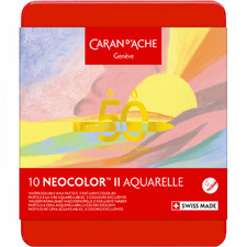 Caran d'Ache Neocolor II 50th Special Pastel Tin 10 Water Soluble Pastels