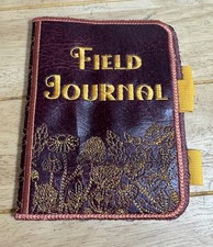 Vintage Faux Leather Field Journal Cover Notebook Pocket Pen Holder Embroidered