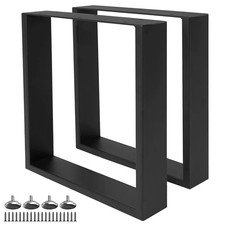 2x Industrial Black Metal Square Table Legs Heavy Desk Bench Furniture Leg Frame