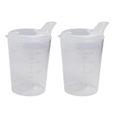 2x Adult Drinking Beakers 250ml Elderly Feeding Cups & Lids Wide Spout 12x10mm