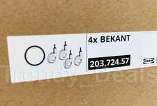 SET of 4 - Ikea BEKANT Casters Wheels, Rubber-Coated 203.724.57 White - NEW