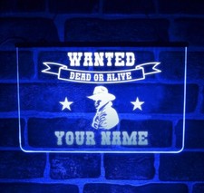 Wild West Wanted Poster LED Neon Light Sign | Dead or Alive Wall Display Décor