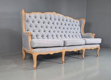 Vintage Rococo Style Settee Pale Blue and Light Oak Reproduction EB7987 V3SS