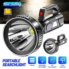 LED Searchlight Flashlight Super Bright Torch USB Rechargeable Lamp High Powered