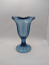 Vintage Blue Tulip Ice Cream Sherbet Milkshake knickerbocker glory sundae Glass