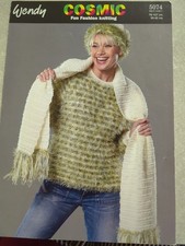 Knitting Pattern Ladies Sweater Hat And Scarf Aran  With Wool And Wendy Cosmic