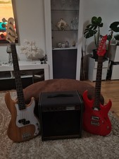 Guitars ibanez @ bass guitar with amplifier